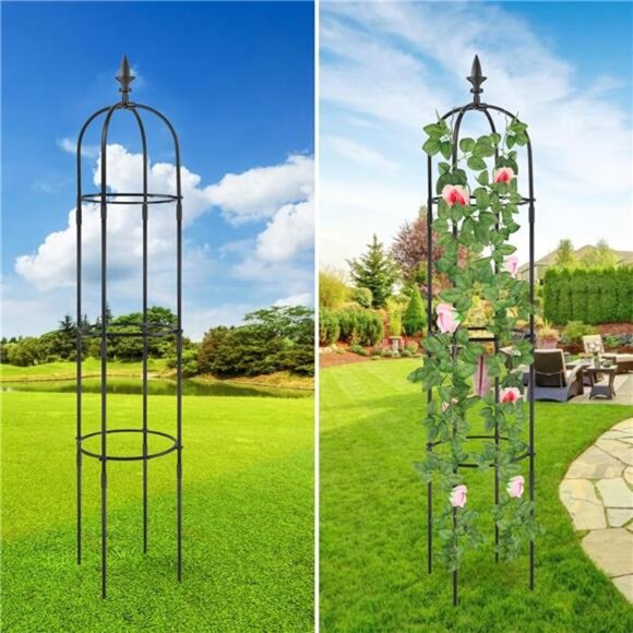 Garden Trellis for Climbing Plants Tower Obelisk Garden Trellis 6ft Tall Plant - Picture 4 of 7